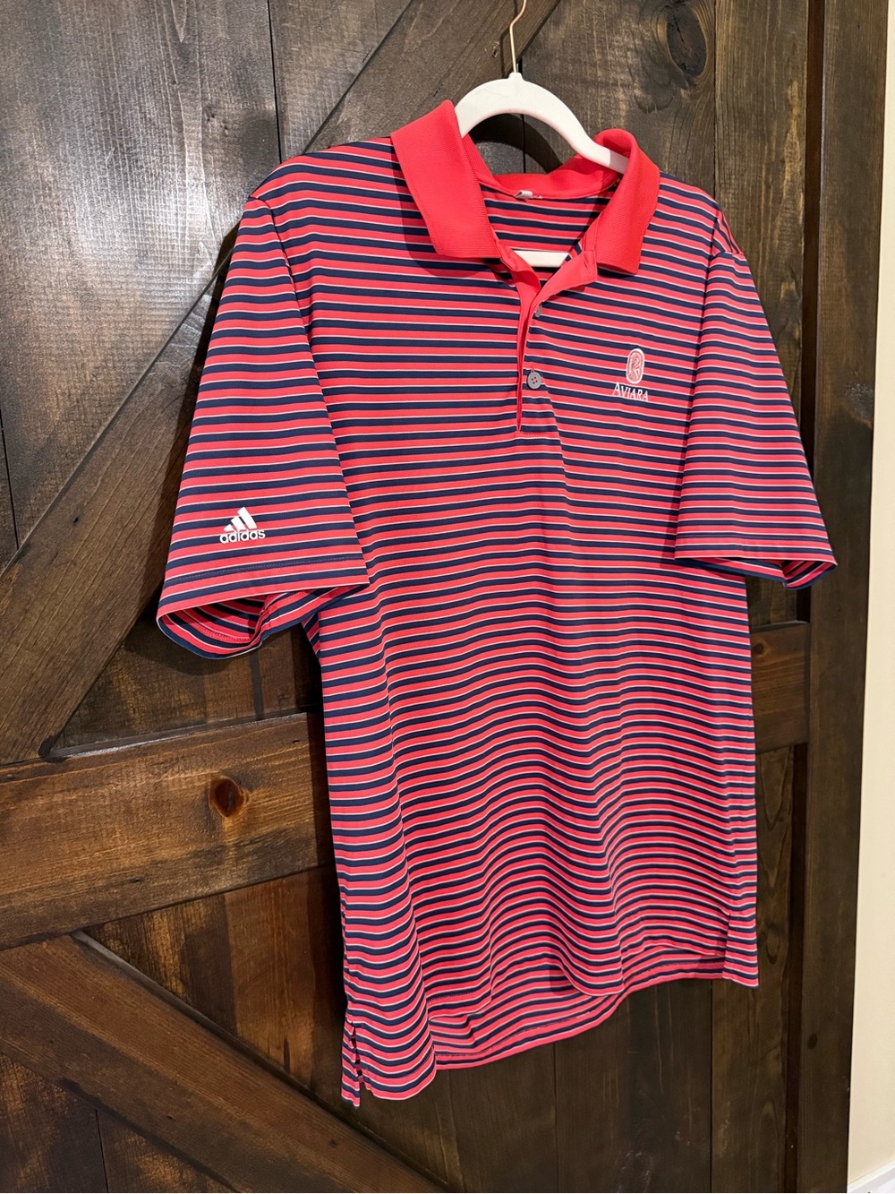 adidas Men’s Striped Polo in Red and Navy